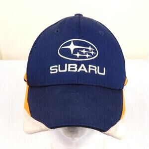 Subaru Hat Adjustable Star Logo Blue Orange Stripe Hook And Loop Racing